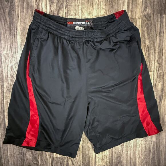 Nike Basketball Shorts Black Red Large L Uncompromising Excellence Logo - Picture 1 of 5